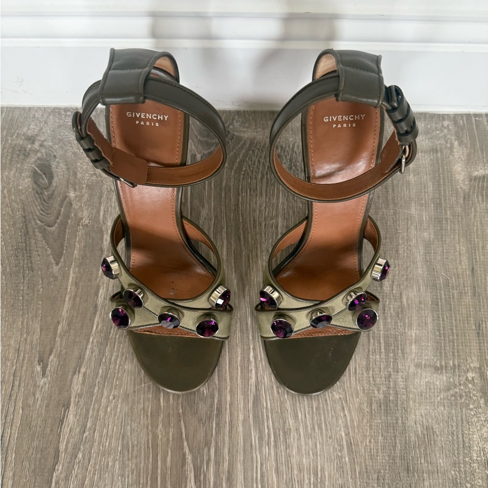 Givenchy Green and Purple Sandals with Stilleto Heels